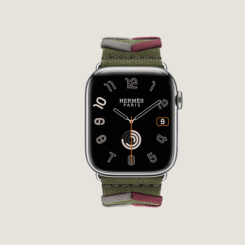 Series 9錶殼& Apple Watch Hermès 45 mm Bridon Single Tour錶帶